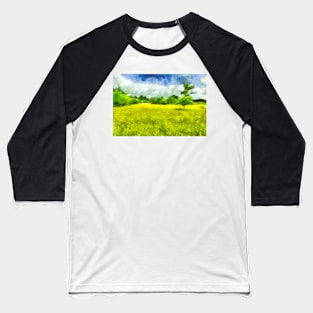 Yellow Flower Meadow Baseball T-Shirt